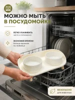 Двойная керамическая миска для кошек и собак с подставкой, белая — изображение 7