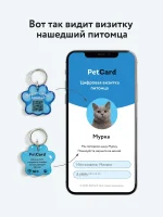 Адресник для собак и кошек с QR кодом и NFC/ цифровая визитка PetCard, голубая. — изображение 5