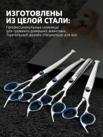 Набор ножниц для стрижки собак,набор из 4 ножниц И расчески для домашних животных ,синий — изображение 3
