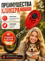 Кликер для дрессировки собак, с браслетом, кнопкой, красный кликер — изображение 3